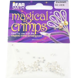 100 Pieces 2mm Magical Crimps by the Bead Smith Bright Silver Plated Crimp Tube Bead Findings FB17 image 1