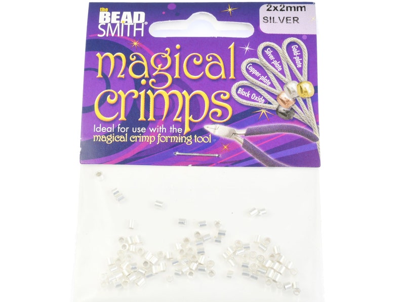 100 Pieces 2mm Magical Crimps by the Bead Smith Bright Silver Plated Crimp Tube Bead Findings FB17 image 1