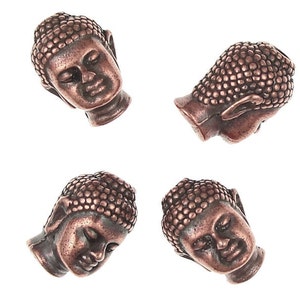 Copper Buddha Beads TierraCast Pewter Buddha Head Bead Antique Copper Beads Metal Beads P779 image 3