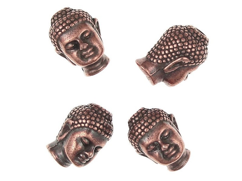 Copper Buddha Beads TierraCast Pewter Buddha Head Bead Antique Copper Beads Metal Beads P779 image 3