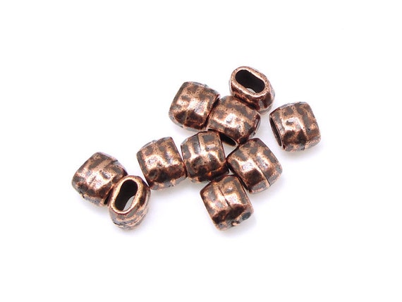 Leather Crimp Beads 4mm X 2mm ID Tierracast Hammertone Barrel Leather Findings Collection ANTIQUE COPPER Dark Copper Metal Beads PS428 Etsy