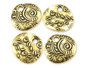 Bohemian Charms Antique Gold Charms TierraCast 5/8" JARDIN Charms Flower Nature Woodland Fern Woodland (P2509)