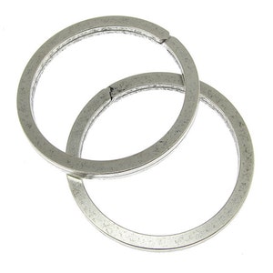 2 Silver Key Ring Large Antique Silver Split Ring Key Ring Findings Key Fob Keyfob Blank by Nunn Designs image 1