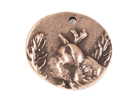 Antique Copper Pendant Copper Charm for Nature Jewelry Woodland Wildlife Rustic Forest Tree Bird Pendant for Copper Jewelry 23mm x 25mm