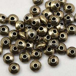 50 Beads - 5mm x 3mm Rondelle Beads - Small Antique Brass Beads - Brass Oxide Ox Plated Donut Spacer Beads Heishi Beads   FB116