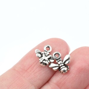 TierraCast Small Honey Bee Charm 11mm Antique Silver Charm Tiny Honeybee Charm for Summer Jewelry Apiarist P1964 image 4