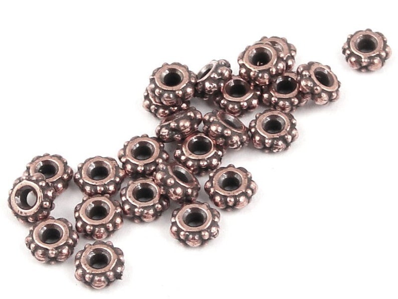 4mm Copper Beads Antique Copper Bali Beads TierraCast SMALL TURKISH Heishi Spacer Beads Dark Copper Metal Beads PS110 image 1