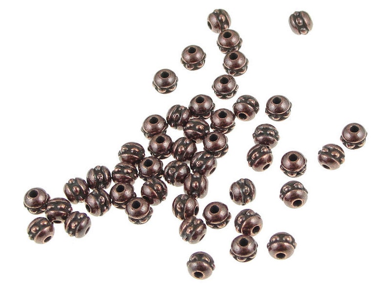 50 Copper Beads 3mm 8/0 Beaded Seed Beads TierraCast Antique Copper Spacers Heishi Beads Dark Copper PS357 image 1
