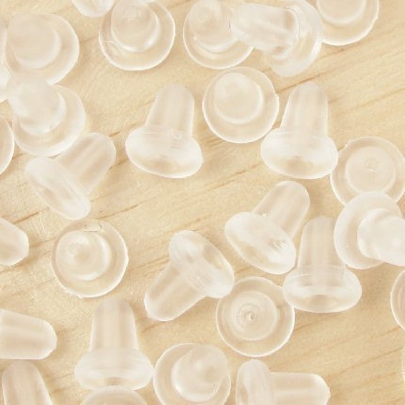 144 Rubber Ear Nut Earring Wire Stoppers Latex Free Clear Earring Back Findings MB2 image 1