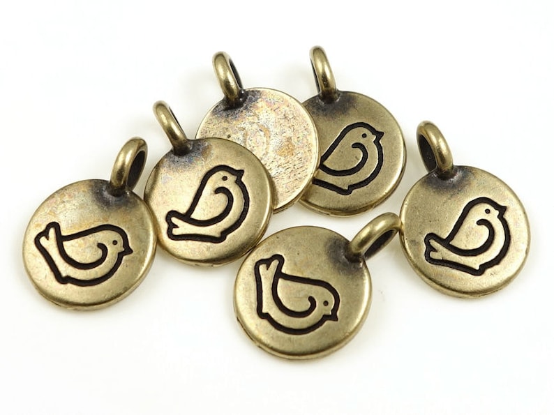 Fat Bird Charm TierraCast Bird Pendant for Minimalist Jewelry Minimalist Pendant Antique Brass Charm Bronze Pendant Woodland Jewelry P1272 image 1