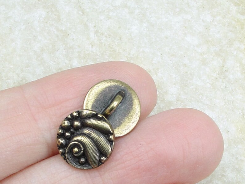 12mm Antique Brass Button Finding TierraCast Czech Round Button Clasp Finding Bronze Findings for Leather Jewelry 4 or More Pieces P1495 image 3