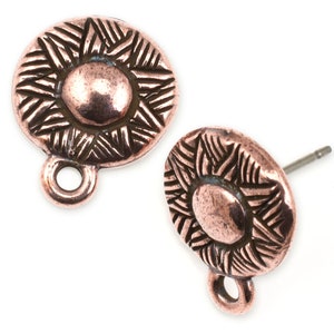 Antique Copper Earring Posts TierraCast Woven Post Earring Findings Pewter and Copper Findings for Earrings P1723 image 1