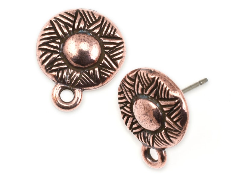 Antique Copper Earring Posts TierraCast Woven Post Earring Findings Pewter and Copper Findings for Earrings P1723 image 1