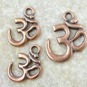 Om Charm and Pendant Set - 3 Piece Antique Copper Charm Mix - Aum 22mm Pendant and two 18mm Charms TierraCast