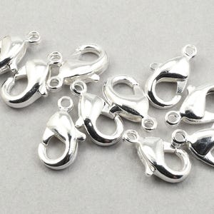 10 Pieces of 10mm SILVER Lobster Clasps Findings - Bright Silver Plated Small Lobster Claw Findings - Necklace Clasp   #FB620