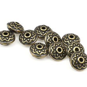 TierraCast Lotus Spacer Bead Antique Brass Beads for Jewelry Making 7mm Diameter Yoga Beads for Meditation Jewelry and Malas P1748 image 3