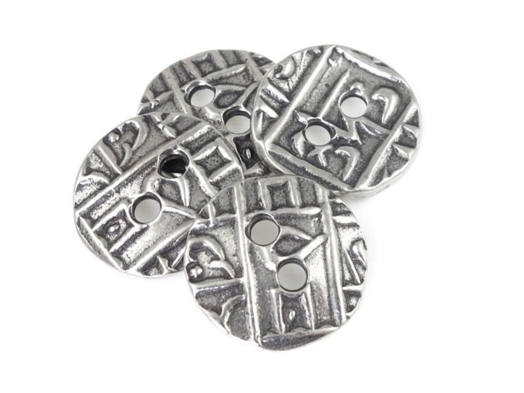 Tierracast ROUND COIN Button Clasp Antique Pewter Dark Silver Button