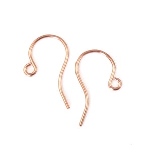 144 Copper Earring Hooks Solid Copper Ear Findings Small Fishhook Earring Wires in Raw Bright Copper Findings French Hook FSC8 image 2