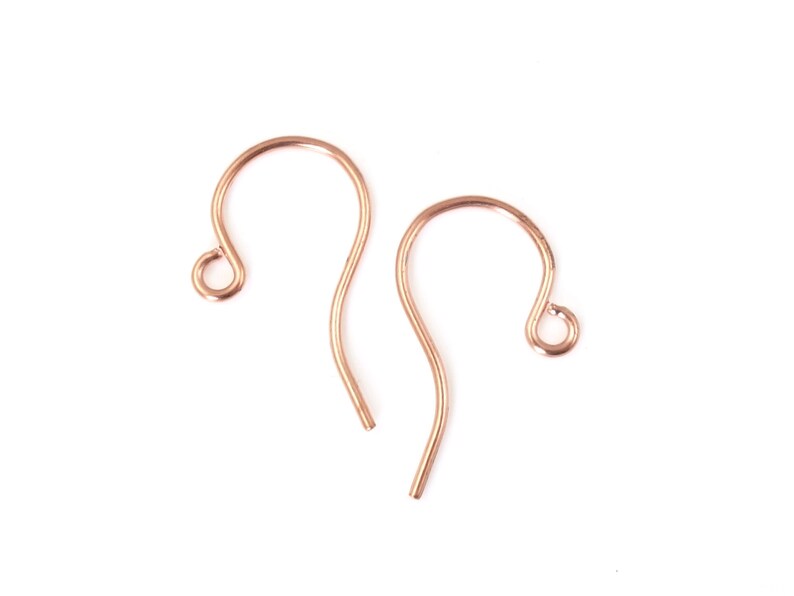 144 Copper Earring Hooks Solid Copper Ear Findings Small Fishhook Earring Wires in Raw Bright Copper Findings French Hook FSC8 image 2