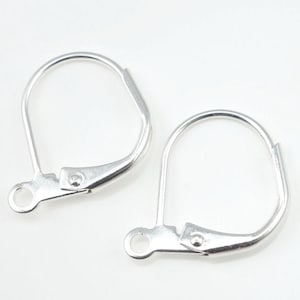 12 Silver Leverback Earring Hooks Ear Findings Plated Silver Lever Back Ear Findings Silver Findings Silver Earrings  (FS37)