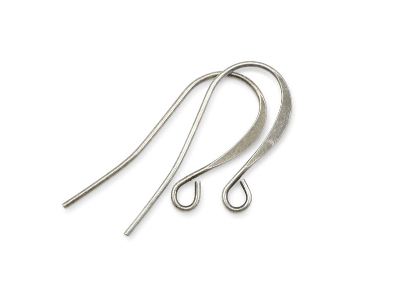 48 Dark Antique Silver Earring Wires Tall French Hooks Matte Dark Silver Ear Findings Earring Hooks FB1 image 1