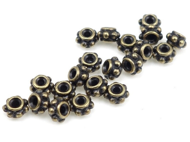 Brass Beads 5mm Beaded Bali Style Spacers Antique Brass Beads Brass Spacer Beads TierraCast Pewter Brass Oxide Bali Beads PS383 image 1