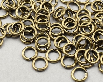 50+ Pieces of 6mm 18 Gauge ANTIQUE BRASS Jump Ring Findings - Brass Oxide Ox Jumprings 18g 18 G Bronze Open Jumpring Findings   #FB967