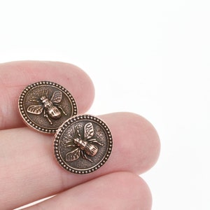 TierraCast Bee Button Clasp for Leather Jewelry Antique Copper Button Findings Honey Bee Summer Pollinator Closure P1987 image 5