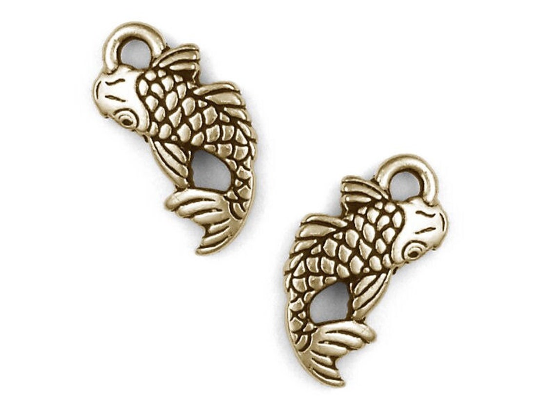 KOI FISH Charm Gold Charms Tierracast Japanese Goldfish Gold Etsy