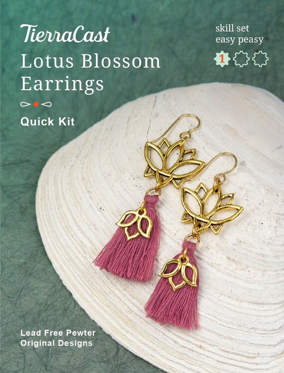 DIY Earrings Tierracast Do It Yourself Jewelry Kit Lotus Blossom Earrings Make It Yourself Project Kit Antique Gold Tassle Earring Kit Etsy UK