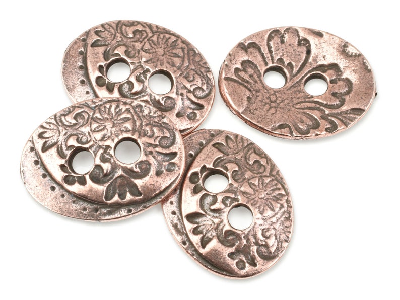 Romantic Floral Copper Button Clasp Findings TierraCast Jardin Button Findings Copper Closure for Leather Bracelets and Jewelry P1740 image 1