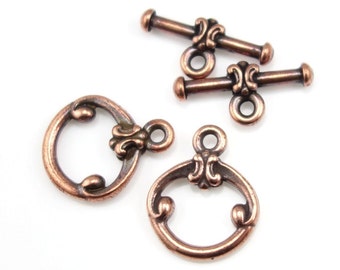 TierraCast Classic Toggle Clasp Set - Antique Copper Toggle Findings - Copper Clasp Findings - Small Toggle Tierra Cast (PF156)