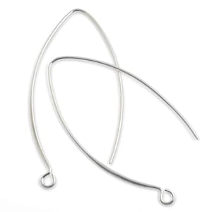 May include: Two silver earring wires with a curved shape and a small loop at the end.
