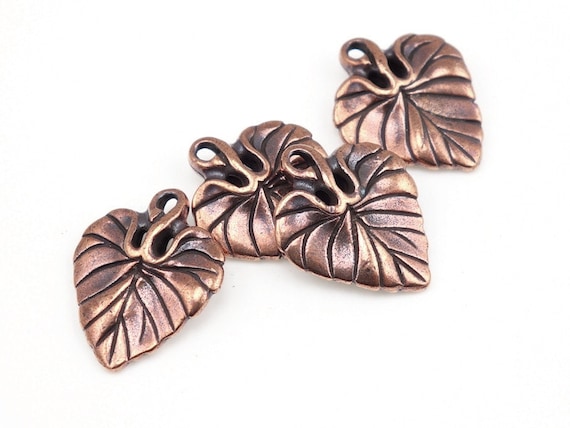 Copper Leaves 20mm Tierracast Violet Leaf Drop Antique Copper