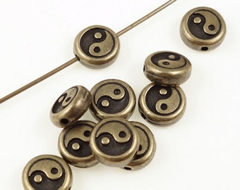 Antique Brass Beads Brass Oxide TierraCast Yin Yang Mindfulness Bronze Beads Zen Meditation Yoga Beads for Jewelry Supplies (P1217)