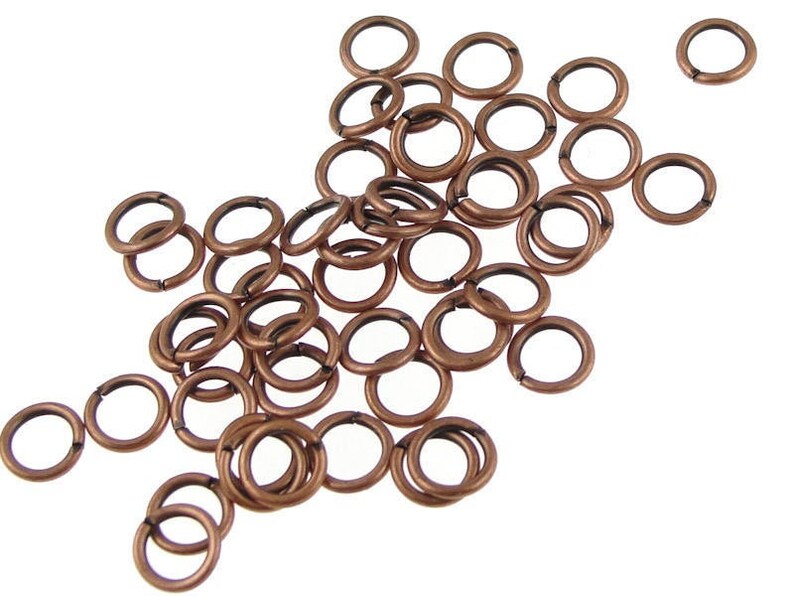 50 Antique Copper Jumprings 6mm 19g Aged Dark Solid Copper Open Jump Ring Findings FSAC12 image 1