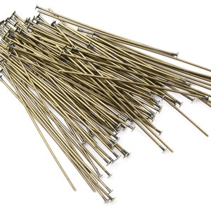 100 Antique Brass Head Pins 1.5 Inch 22 Gauge Headpins Brass Findings Aged Solid Brass Oxide 22 g Headpins Antique Bronze Color FSAB38 Bild 3