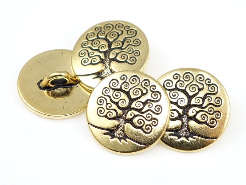 Gold Button Findings Tierracast Tree of Life Button Clasp - Etsy