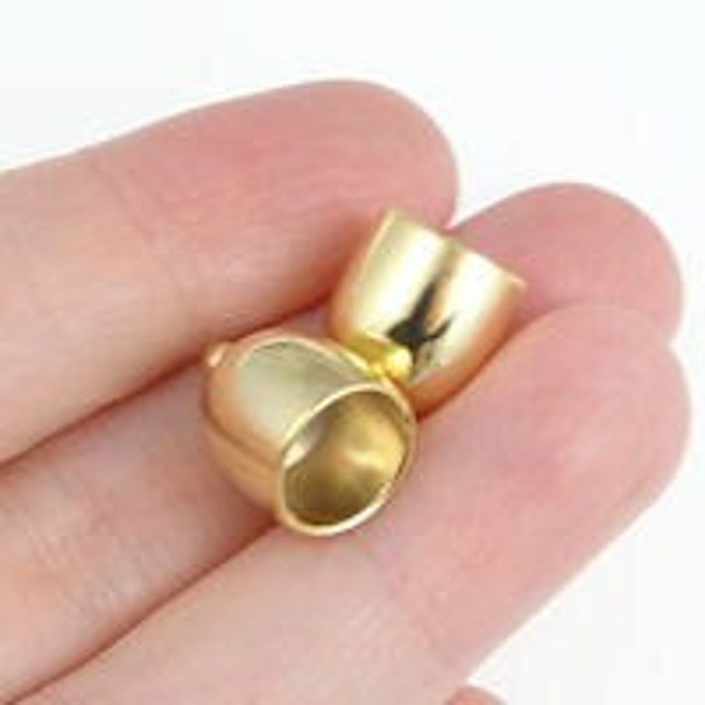 2 Large Gold Plated Kumihimo End Caps 12mm x 16mm 10mm Internal Diameter Bullet Kumihimo Caps Cord Ends KH53 image 1