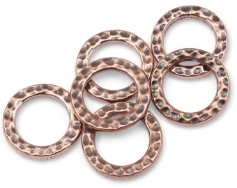13mm Hammertone Rings - Antique Copper Rings - Oxide Textured Metal Rings TierraCast Tierra Cast Copper Closed Rings