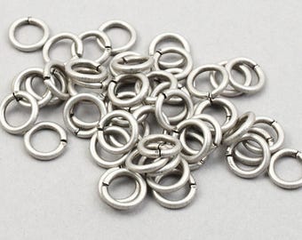 50+ Pieces 6mm Jumprings - 18 Gauge Sturdy Dark ANTIQUE SILVER Jump Ring Findings - Matte Dark Silver Plated Jumprings 18g  FB967