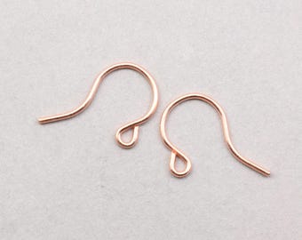 144 Copper Earring Hooks - Solid Copper Ear Findings - Small Fishhook Earring Wires Raw Bright Copper Findings French Hook #FSC8 / #CFB703