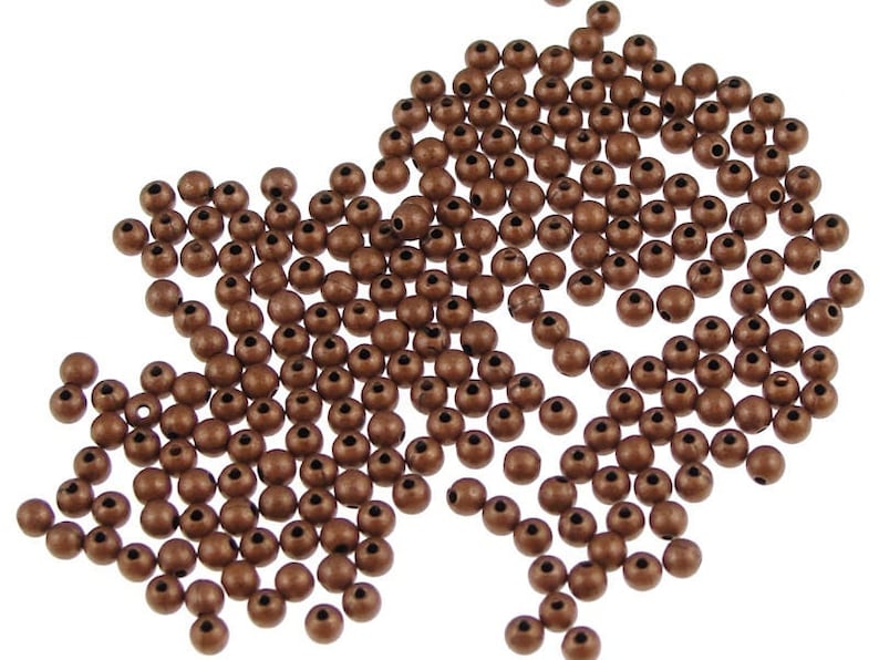 100 Tiny Copper 2mm Beads Aged Antique Copper Round Beads Solid Copper Ball Beads Dark Copper Metal Beads FSAC1 image 1