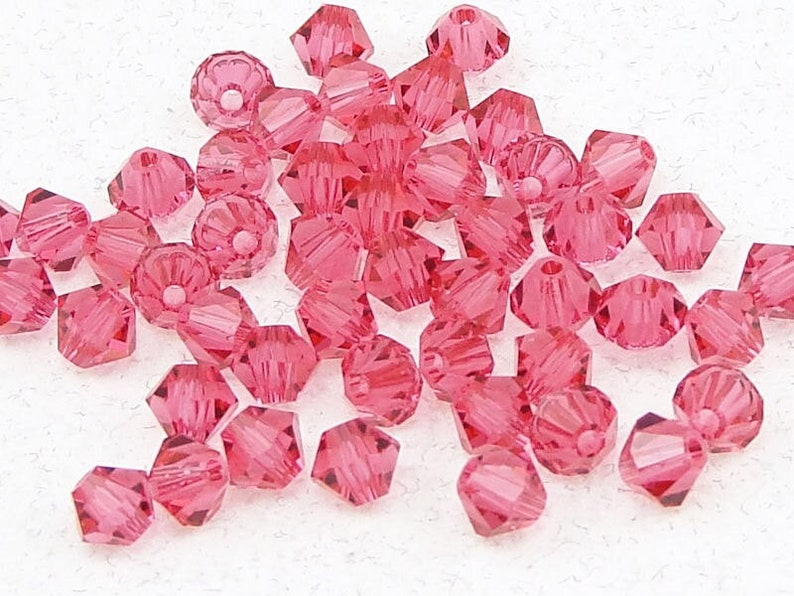 48 INDIAN PINK 4mm Bicone Beads Dusty Rose Pink Swarovski Beads Article 5301 5328 4mm Crystal Beads image 1