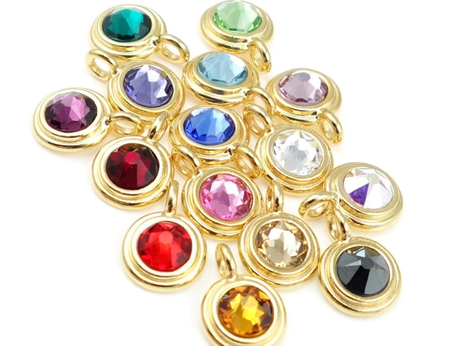 For Bracelet Birth Stone Charms BULK 20 Green Glass Birthstone