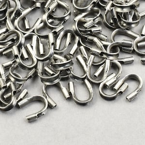 144 Small Wire Guards for 0.015" and 0.018" Beading Wire - Dark ANTIQUE SILVER Wire Guardians - Matte Dark Silver Plated Findings   FB550