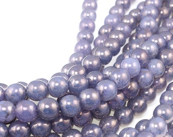 Poussière de lune 50 Alexandrite laiteux 6mm Round Beads - lavande lilas Violet Violet perles en verre tchèque Druks