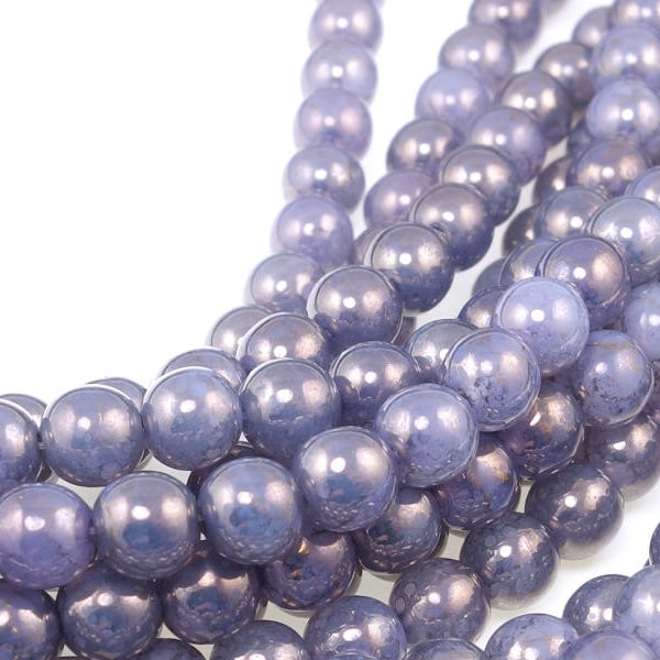 50 Milky Alexandrite Moon Dust 6mm Round Beads - Lavender Lilac Violet Purple Beads - Czech Glass Druks