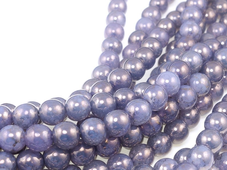 50 Milky Alexandrite Moon Dust 6mm Round Beads Lavender Lilac Violet Purple Beads Czech Glass Druks image 1