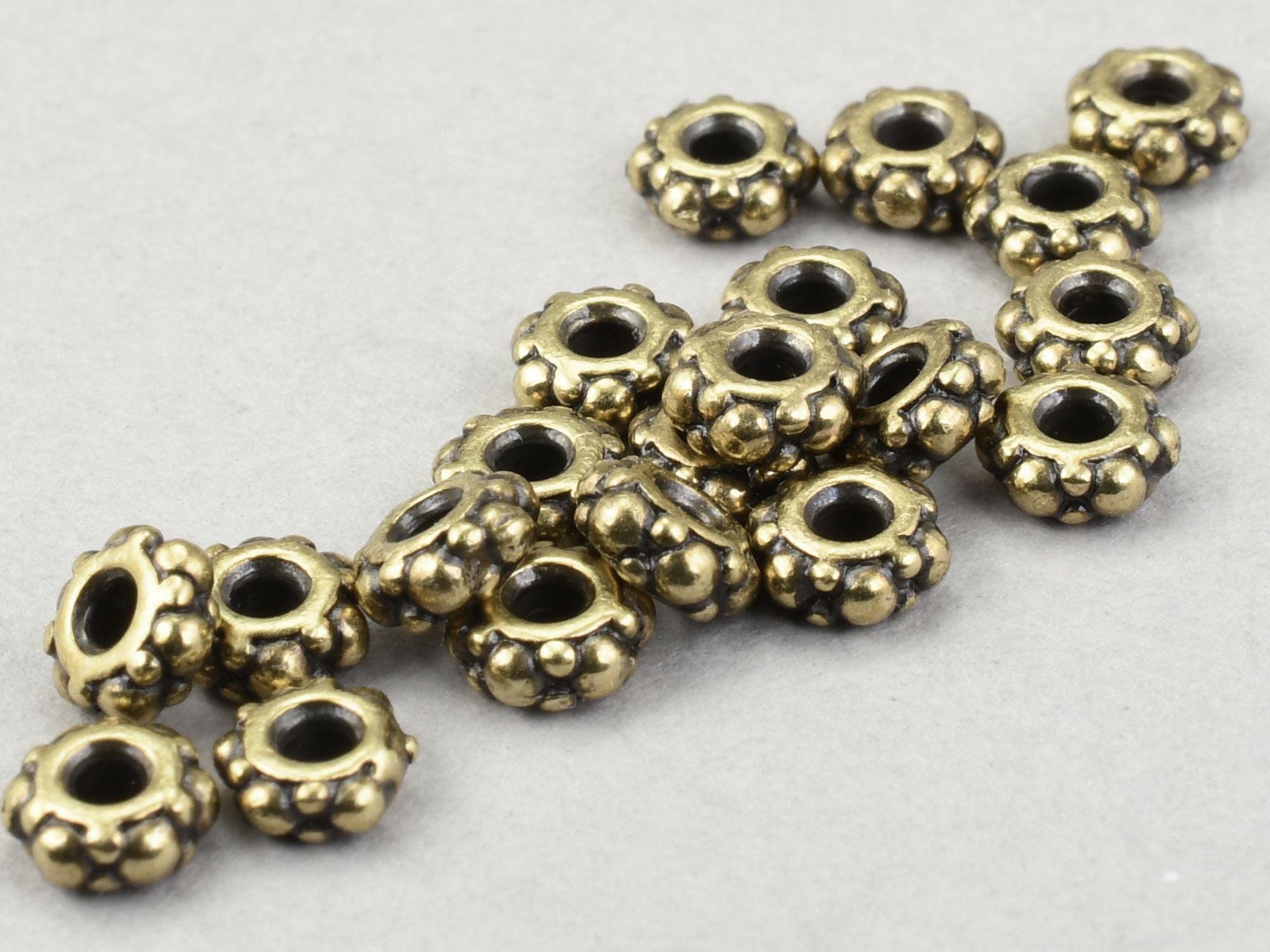 Tierracast 4mm Light ANTIQUE BRASS Spacer Beads Small Turkish